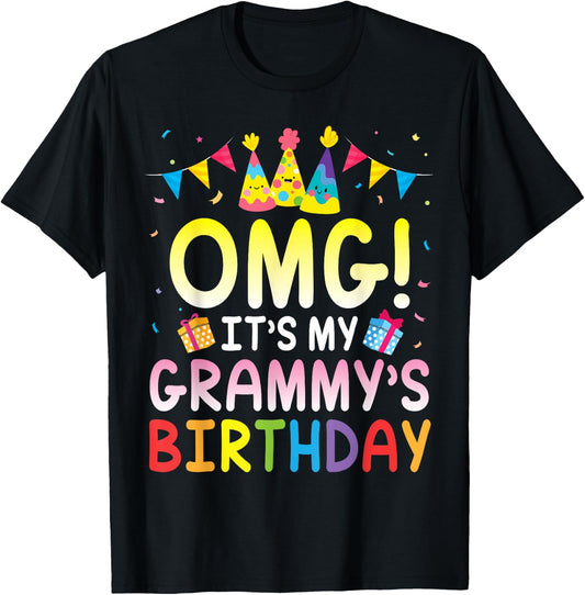 Balloon Present OMG It's My Grammy's Birthday Happy Mom Nana T-Shirt