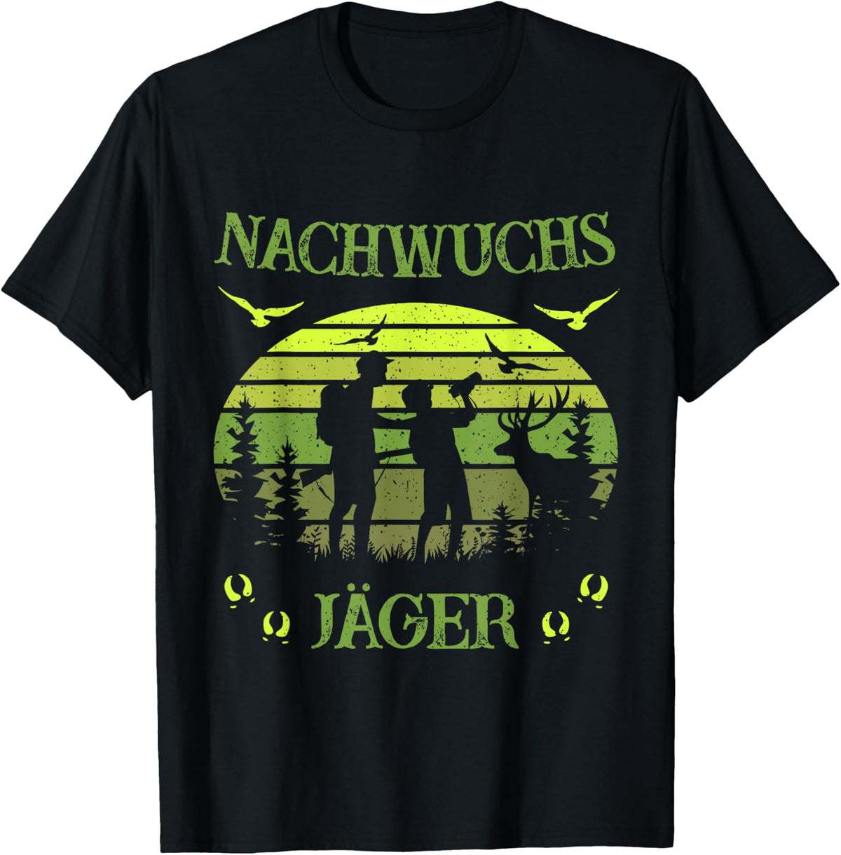 Children's with German Text J?ger - Papa und Son [German Language], black T-Shirt