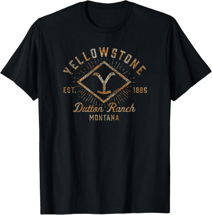 Yellowstone Sunburst Logo Dutton Ranch , black T-Shirt