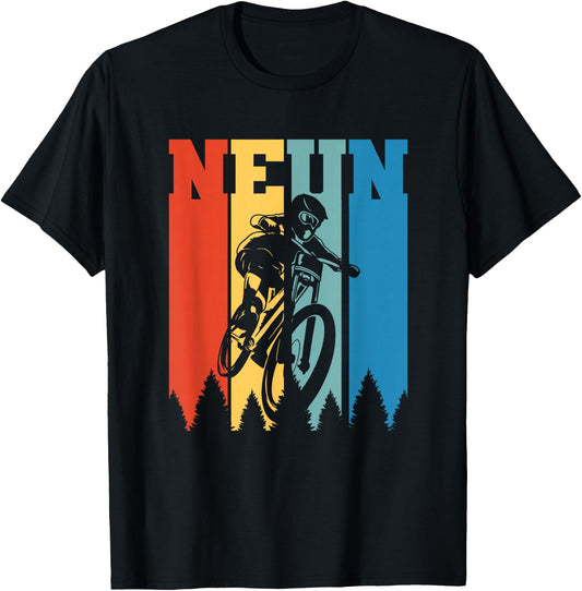 9 Years Downhill MTB Mountain Bike 9th Birthday , black T-Shirt