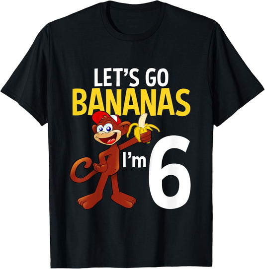 6 Year Old Monkey Birthday Party Zoo Animal Theme 6th Gift T-Shirt