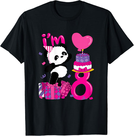 8 Years Old Girl Birthday Panda T-Shirt