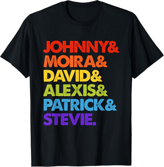 Be Kind Rainbow Johnny & Moira & David & Alexis & Patrick & Stevie -Adults Black S T-Shirt