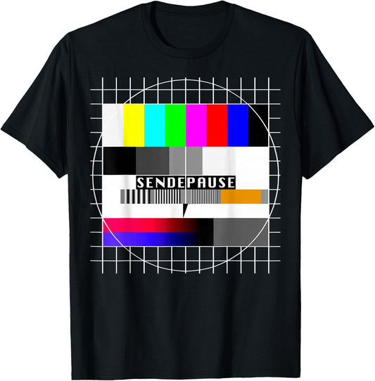 90er Outfit & 80er Motto Party Oldschool Geschenk Testbild Sendepause 90s Party 80s Outfit Costume Black Adult Small T-Shirt