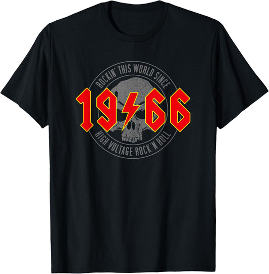 1966 Vintage Birthday Rock and Roll Heavy Metal , black T-Shirt