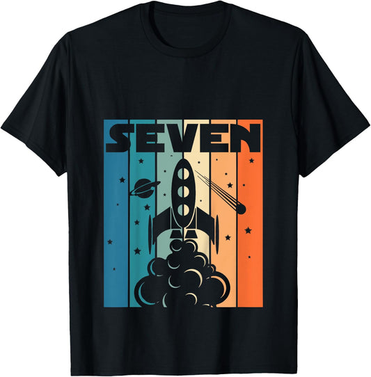 7 Year Old 7th Space Rocket Astronaut Birthday Boys Girls T-Shirt