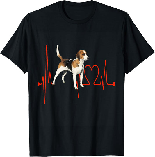 Anglo-French Small Venerie Dog Heartbeat Adorable Fan , Black, S T-Shirt
