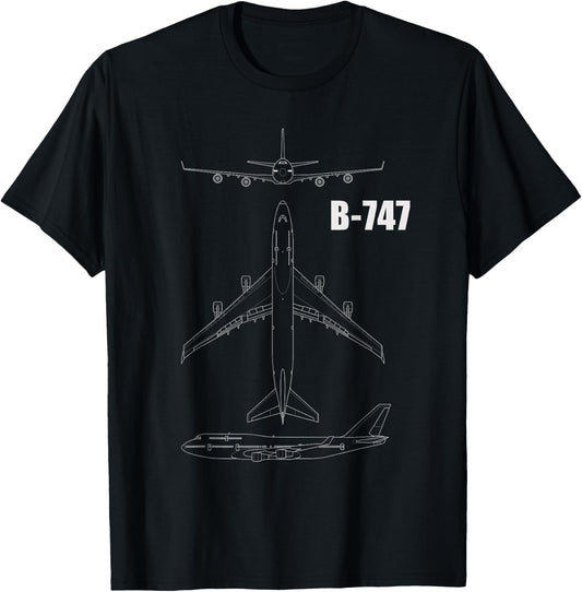 B-747 Aeroplane Design , black T-Shirt