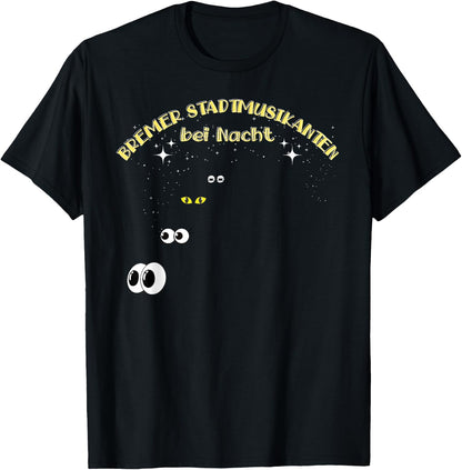 Bremer Stadtmusikanten bei Nacht , black T-Shirt