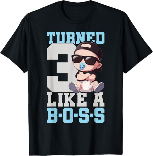 Baby 3rd Birthday Boy Girl 3 Years Like a Boss Kids T-Shirt