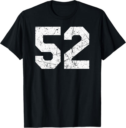 #52 Jersey Uniform Varsity Sports Number, 52nd Birthday T-Shirt