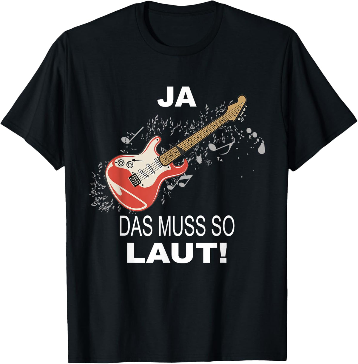 Music Note Guitar , black T-Shirt