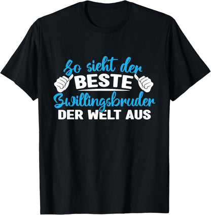 with German Text Bester Zwillingsbruder Zwillinen, black T-Shirt