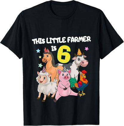 Kids Farm 6 Year Old Birthday Outfit Boy Tractor 6th Birthday T-Shirt