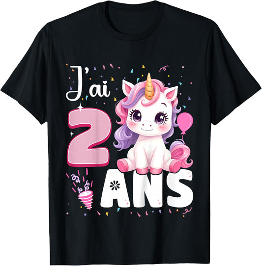 2 Years Unicorn Girl Birthday 2 Years I Ai 2 Years , Black, 2 T-Shirt