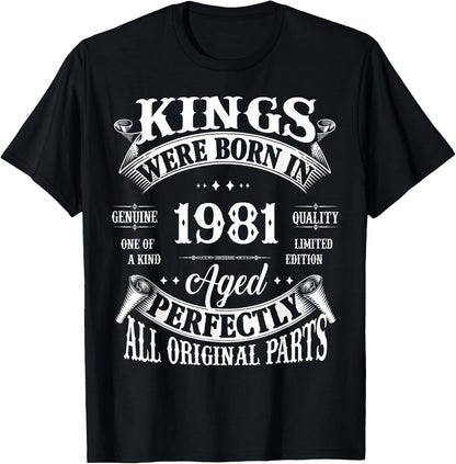 Vintage Kings Born In 1981 45th Birthday 45 Years Old T-Shirt