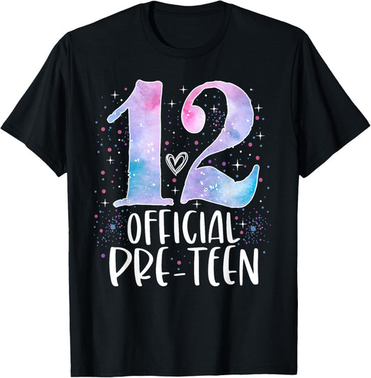 12 Official Pre-Teen 12th Birthday Girl Gifts 12 Year Old T-Shirt