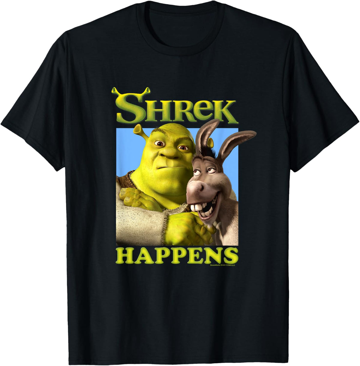 Shrek Happens Donkey Shrek Best Friends Big Chest Poster , black T-Shirt