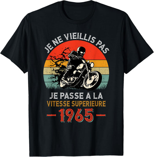 Birthday 60 Years Biker Born In 1965 Vintage Motorcycle Biker , Black, S T-Shirt