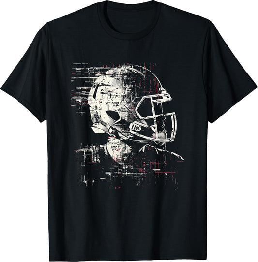 American Football Helmet Linemen , black T-Shirt