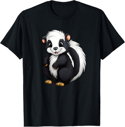 Cute Skunk for Kids Skunk , black T-Shirt