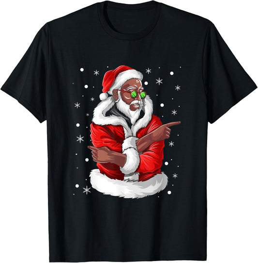African American Santa Christmas Pajama Cool Black X-Mas T-Shirt