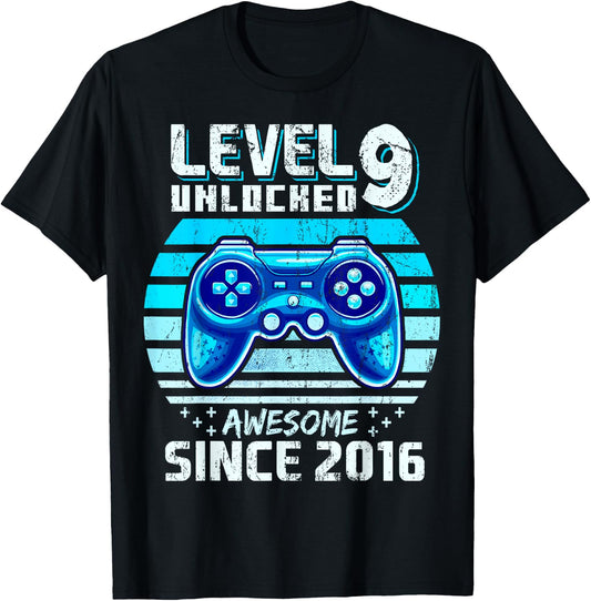 9th Birthday Boy Level 9 Gamer 9 Year Video Game Party T-Shirt