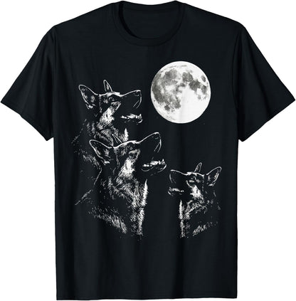 German Shepherd Howling At Moon T-Shirt