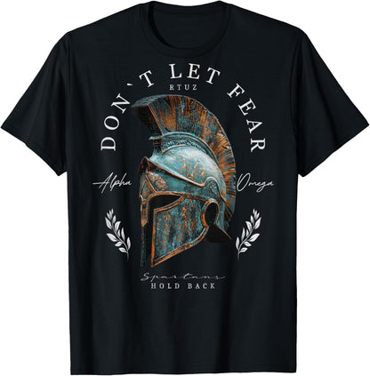 Greek Sparta Helmet Warrior Soldier Backprint Spartan , black T-Shirt
