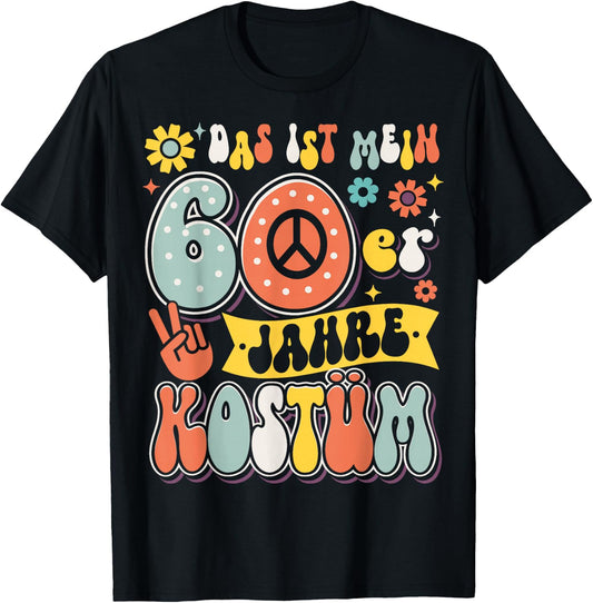 60s Outfit Costume Party 60s Theme Party Men Women , black T-Shirt