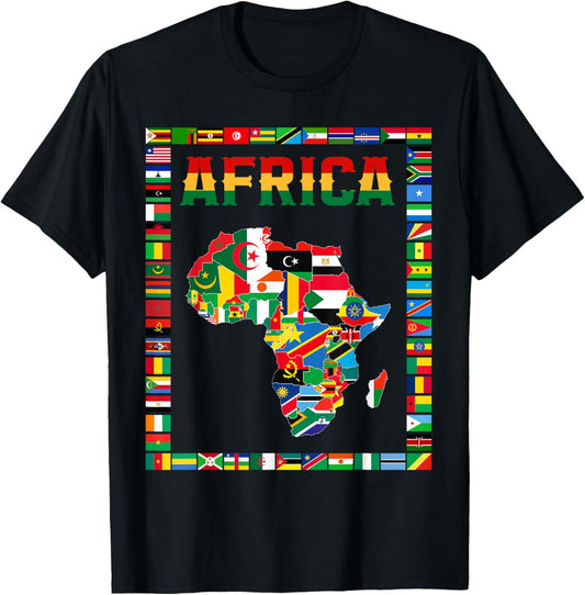 African flags, African flags, map of Africa. , Black, S T-Shirt