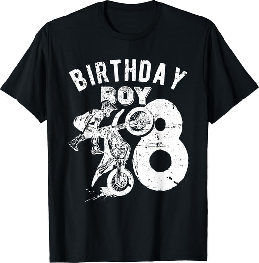 8 years old kid - Birthday boy - Dirt bike - Motorcycle T-Shirt