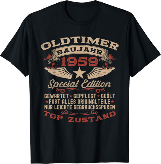 65th Birthday Gift Vintage 1959 Vintage Car Funny , black T-Shirt