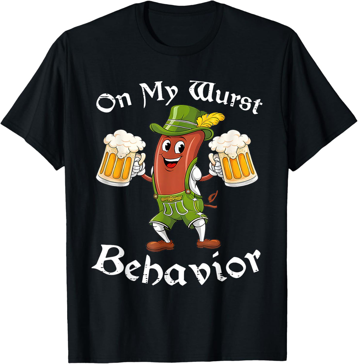 Oktoberfest On My Wurst Behavior German Funny T-Shirt