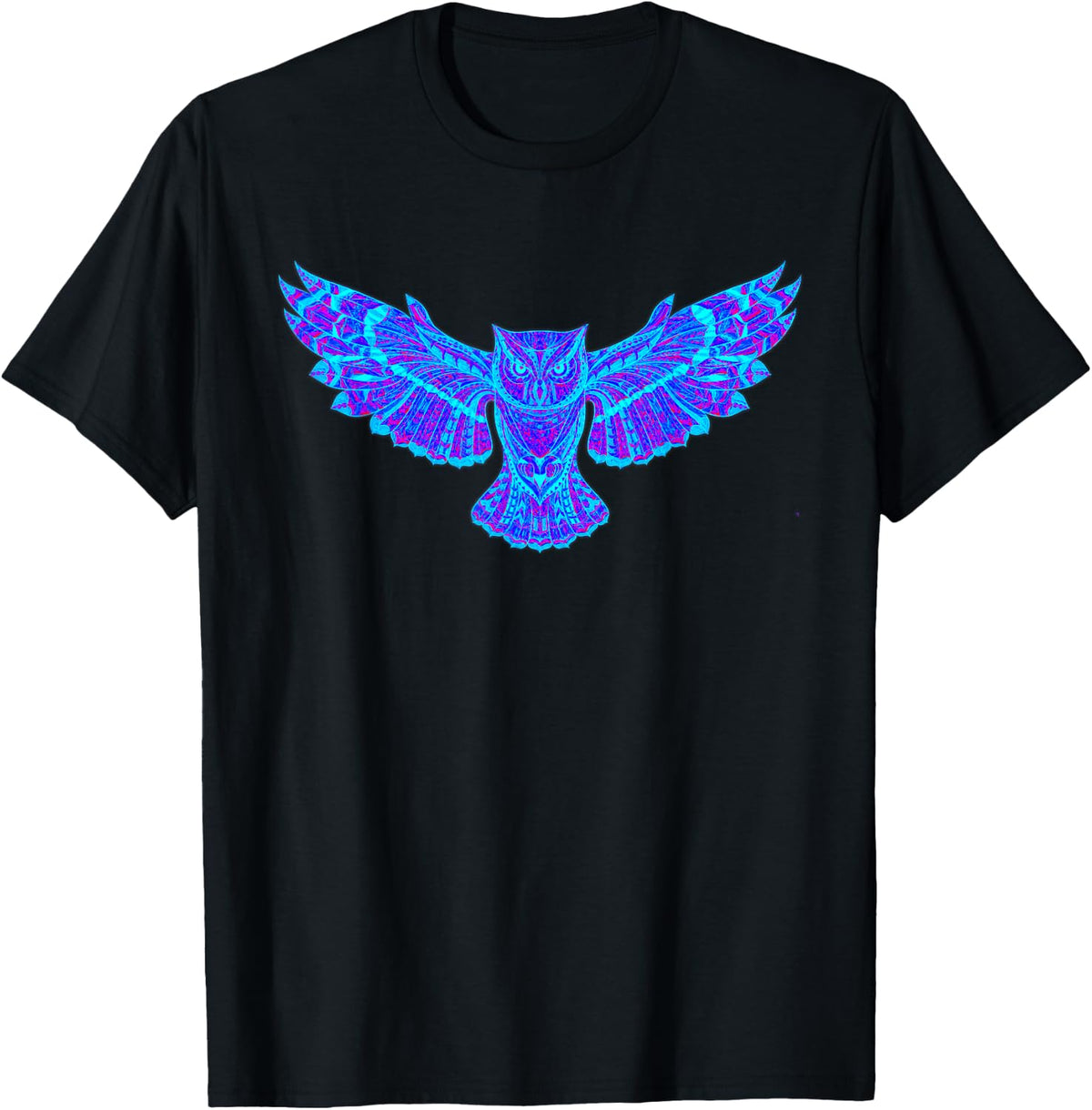 EDM Electronic Dance Techno Owl Rave Large Black T-Shirt