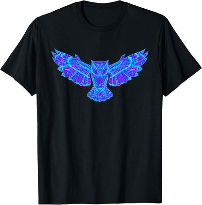 EDM Electronic Dance Techno Owl Rave Large Black T-Shirt