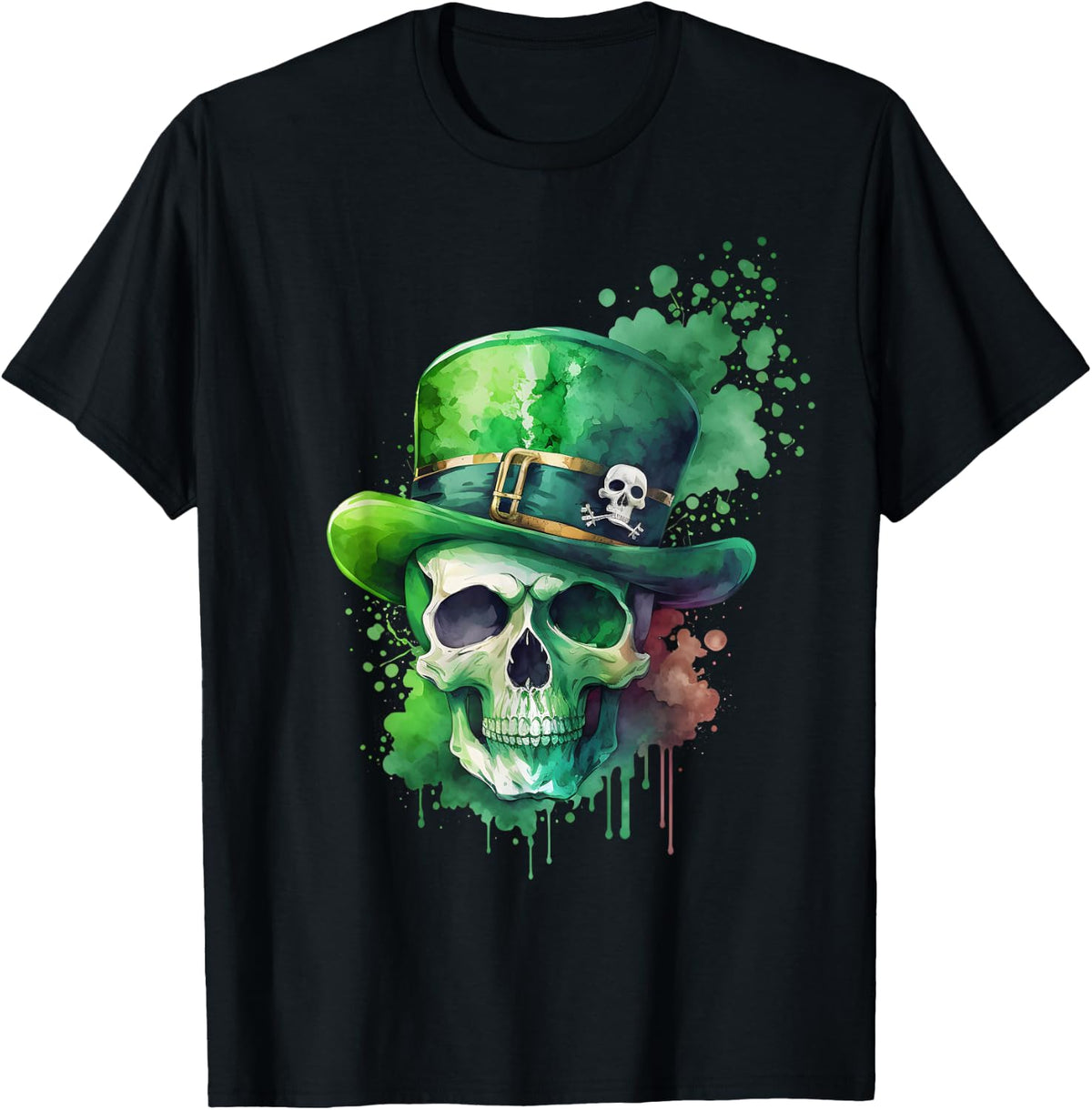 Saint Patricks Day Skull Pirate Green Men's , black T-Shirt