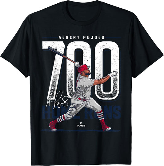 BallPark MVP Albert Pujols 700 Home Runs St Louis MLBPA -Adults & Youth Black Cotton Short Sleeve T-Shirt