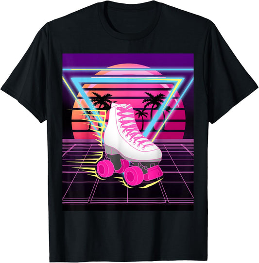 80s Steam Background - Skates Costume Gift, Black T-Shirt
