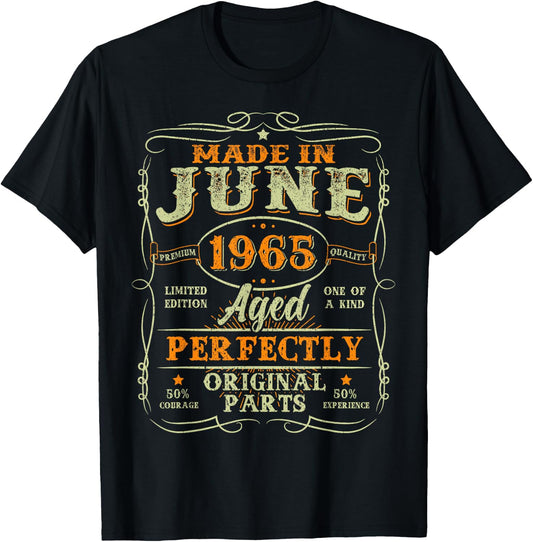 60 Years Old Made In June 1965 Vintage 60th Birthday Men Dad T-Shirt