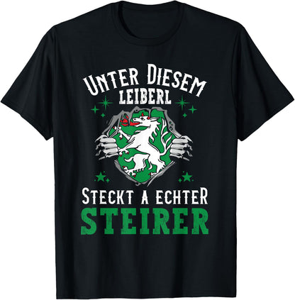 Steiermark Steirisch Crest Leiberl for Real Steirer, black T-Shirt