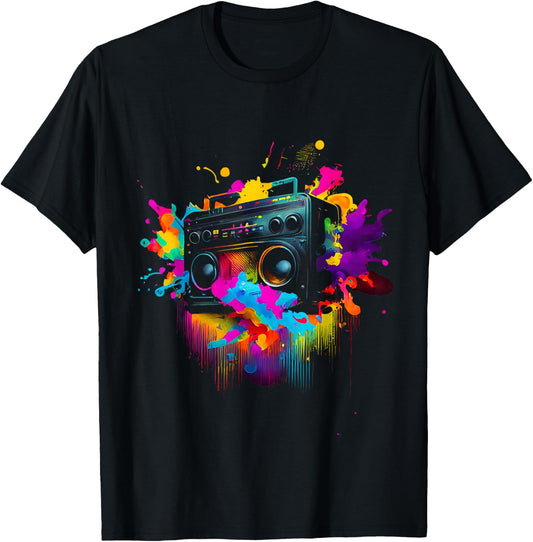 80s 90s Retro Party Fancy Dress Cassette , black T-Shirt
