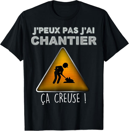 Je Peux Pas J'ai Chantier ?a Hollow Construction , Black, S T-Shirt