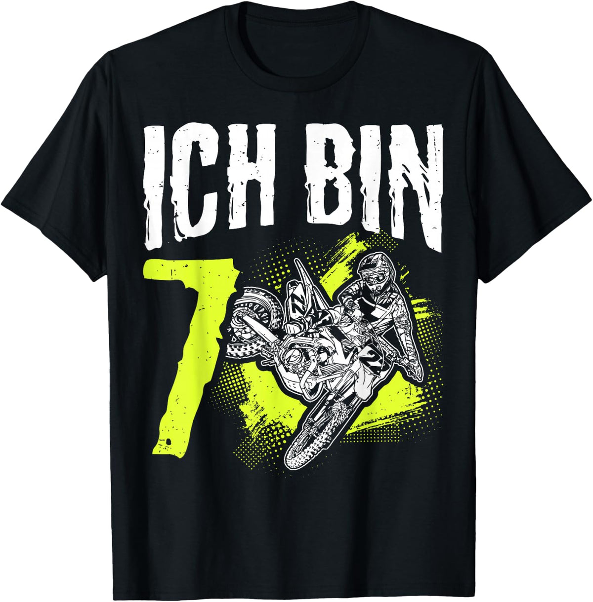 I Am 7th Birthday Motocross Gift , black T-Shirt