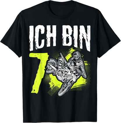 I Am 7th Birthday Motocross Gift , black T-Shirt