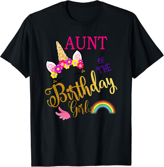 Aunt of The Birthday for Girl Auntie Unicorn First Birthday T-Shirt