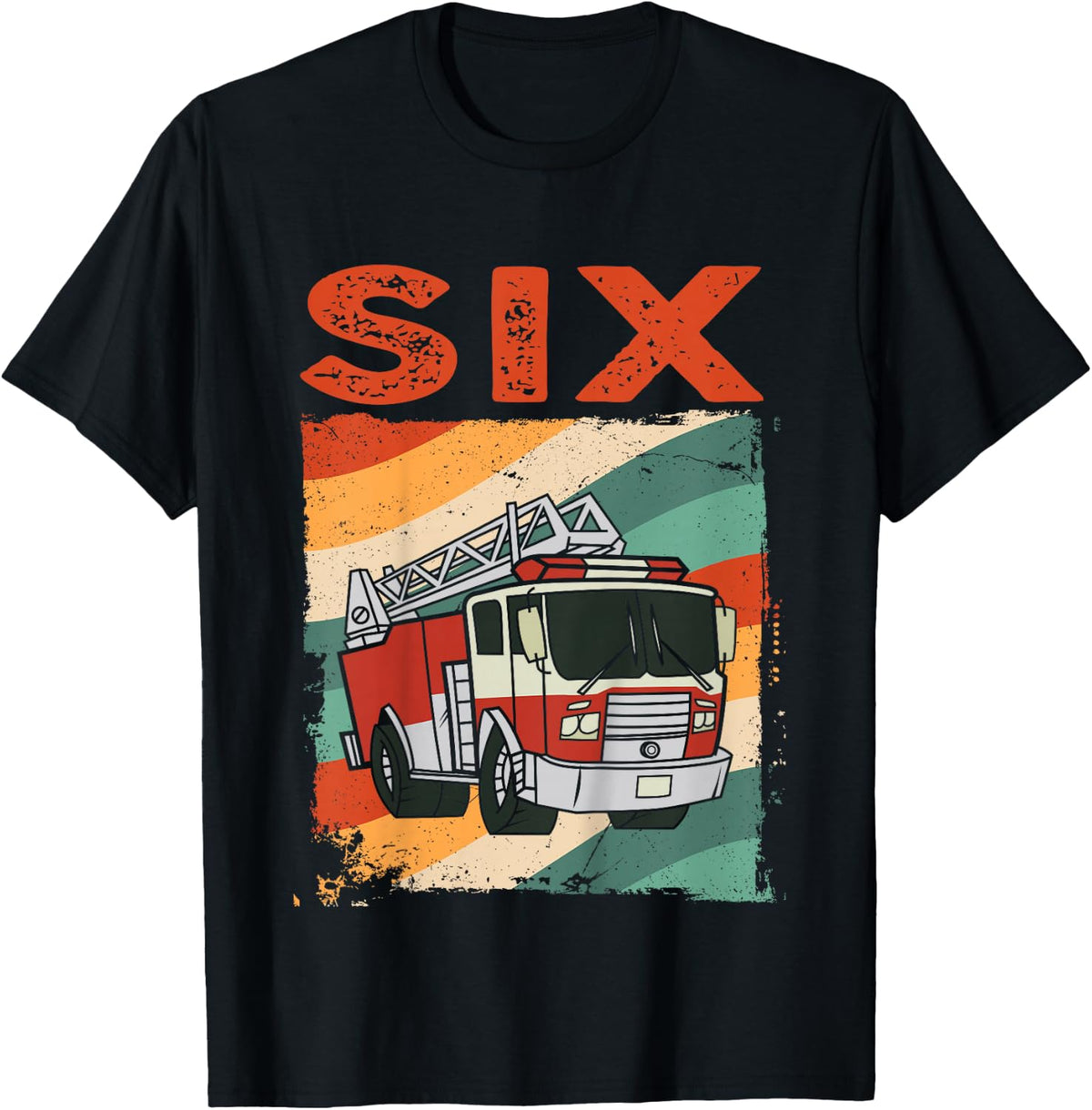6 Year Old Shirt 6th Birthday Boy Firefighter Fire Truck T-Shirt