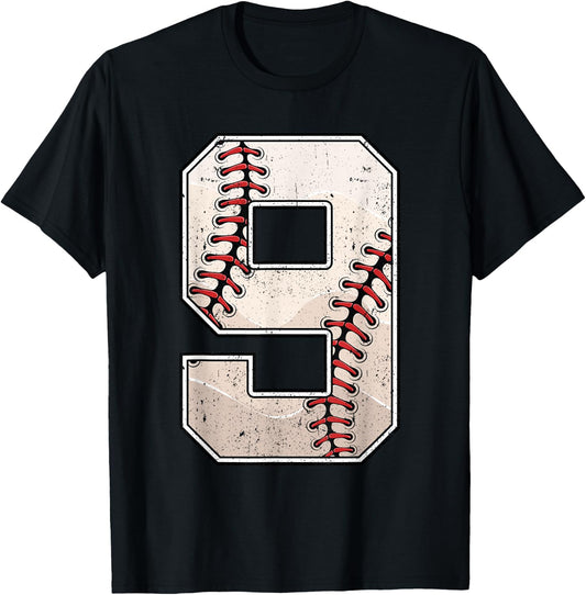 Baseball Birthday Boy Nine 9 Years Old Ninth 9th Bday Party T-Shirt