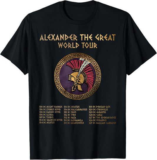 Alexander the Great World Tour Funny Story , Black, S T-Shirt