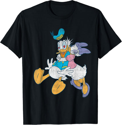 Donald Duck Daisy Kiss , Black, S T-Shirt